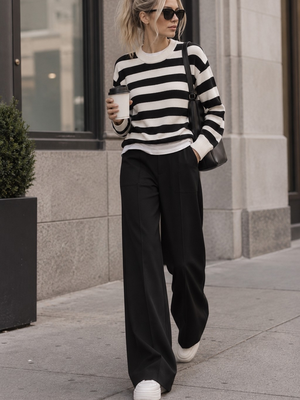 J&L Atelier Black Palazzo Wide Leg Pants Size M | Office
